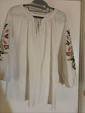 croft & barrow White Womens Cotton peasant top Tee  XXL
